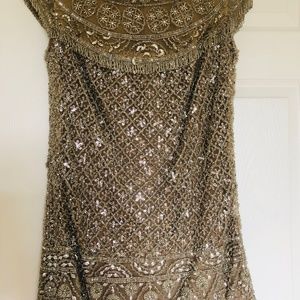 Glamorous vintage intricately beaded top, custom made in England 1970s